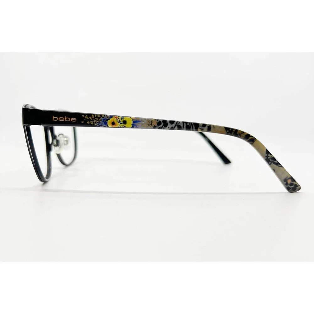 Bebe Eyeglasses Womens Black Floral Cat Eye BB5157 52-16-135